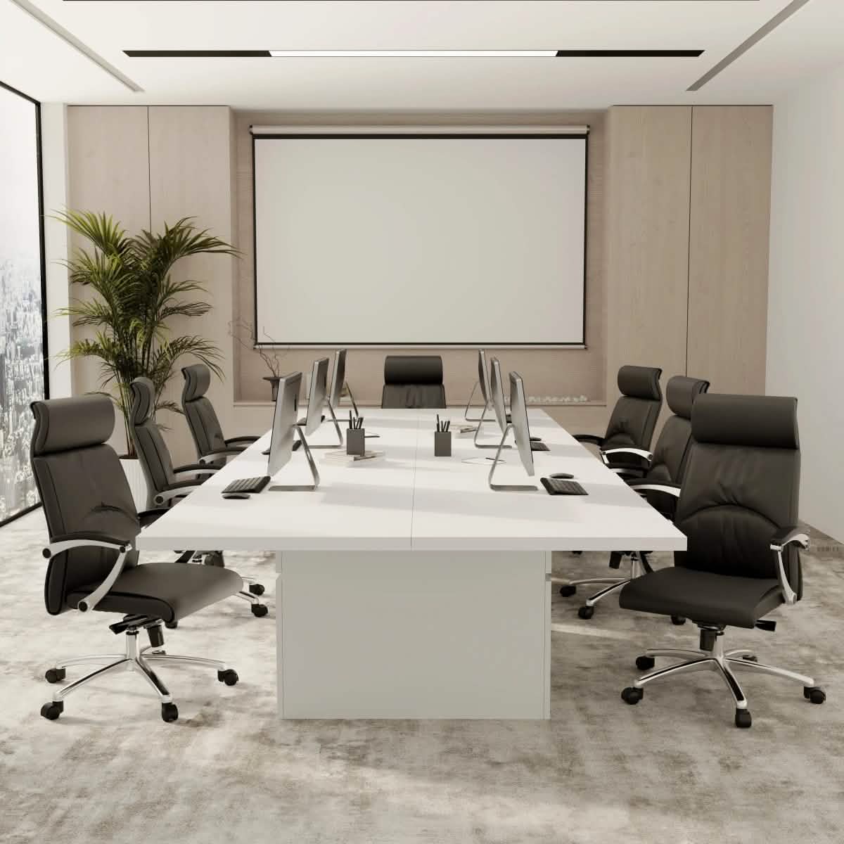 Vantage High - Back Leather Office Chair with Aluminum Base and Swivel, and Tilt