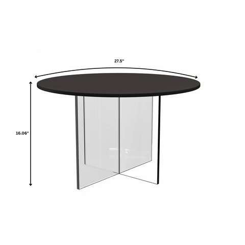 Valore Coffee Table with Round MDF Tabletop and Sturdy Acrylic Cross Base