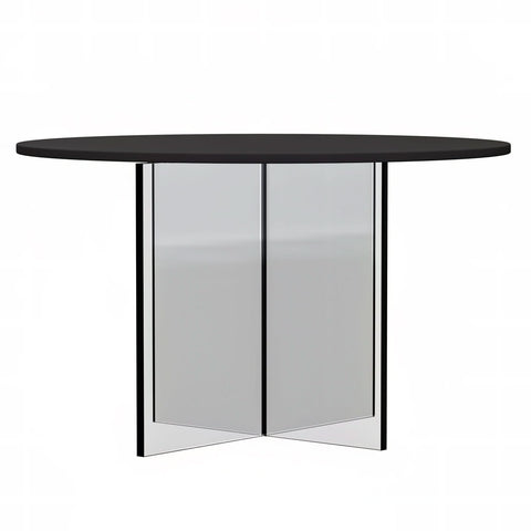 LeisureMod Valore Series Modern Coffee Table with Round Tabletop and Sturdy Acrylic Cross Base for Living Room and Bedroom