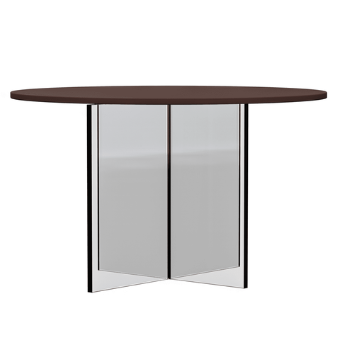 Valore Coffee Table with Round MDF Tabletop and Sturdy Acrylic Cross Base