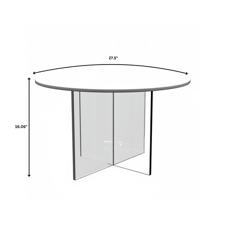 Valore Coffee Table with Round MDF Tabletop and Sturdy Acrylic Cross Base