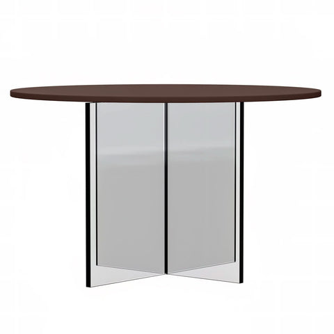 Valore Coffee Table with Round MDF Tabletop and Sturdy Acrylic Cross Base
