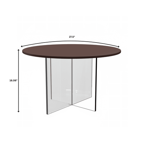 Valore Coffee Table with Round MDF Tabletop and Sturdy Acrylic Cross Base