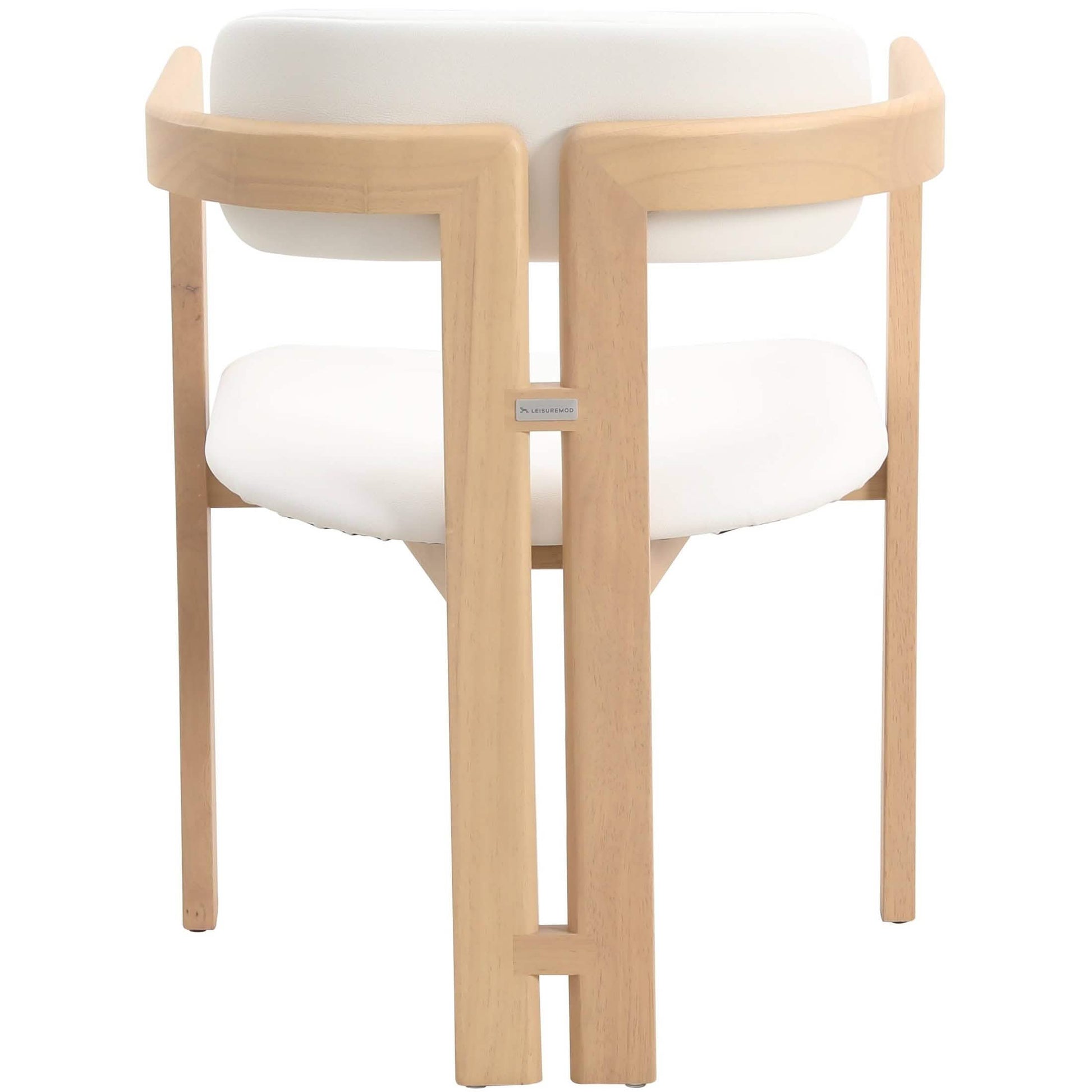 Velo Upholstered Leather Dining Chair with Open Back and Wood Legs Set of 2