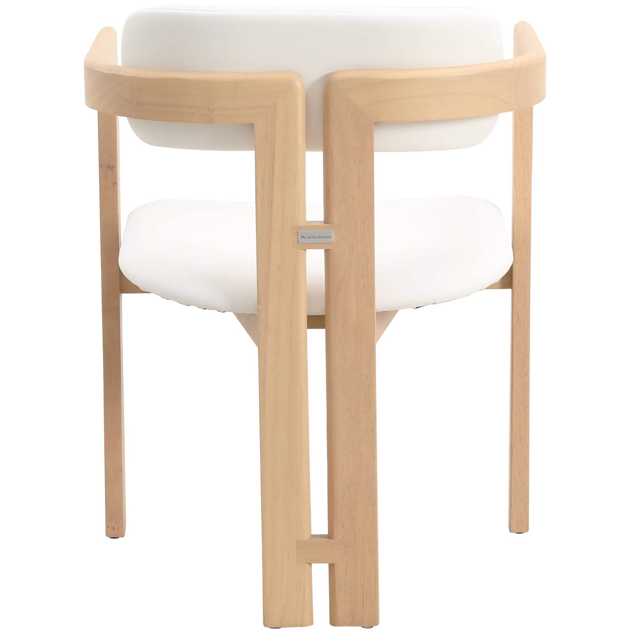 Velo Upholstered Leather Dining Chair with Open Back and Wood Legs Set of 2