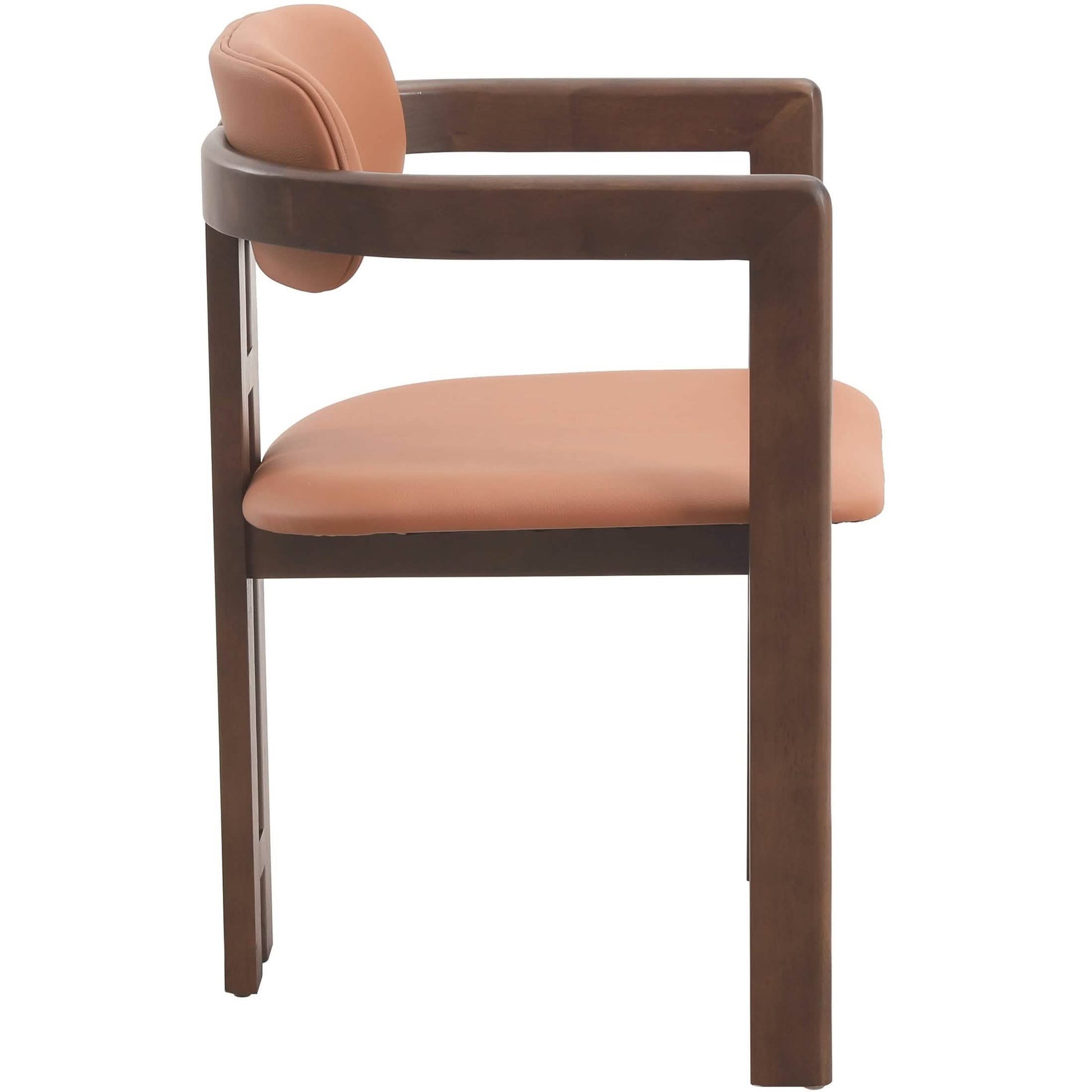 Velo Upholstered Leather Dining Chair with Open Back and Wood Legs Set of 2