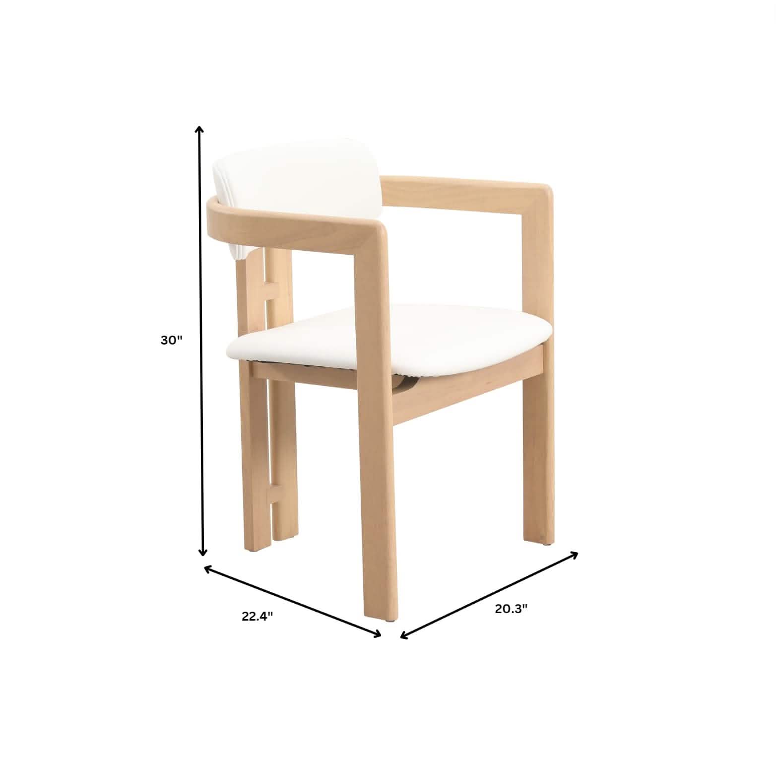 Velo Upholstered Leather Dining Chair with Open Back and Wood Legs Set of 2