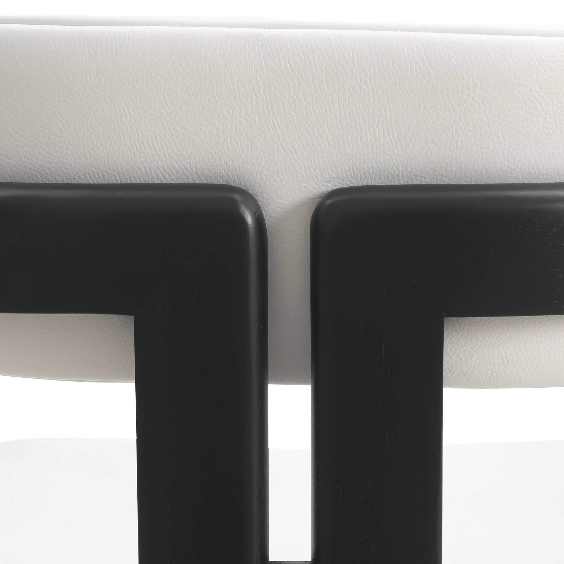 Velo Upholstered Leather Dining Chair with Open Back and Wood Legs Set of 2