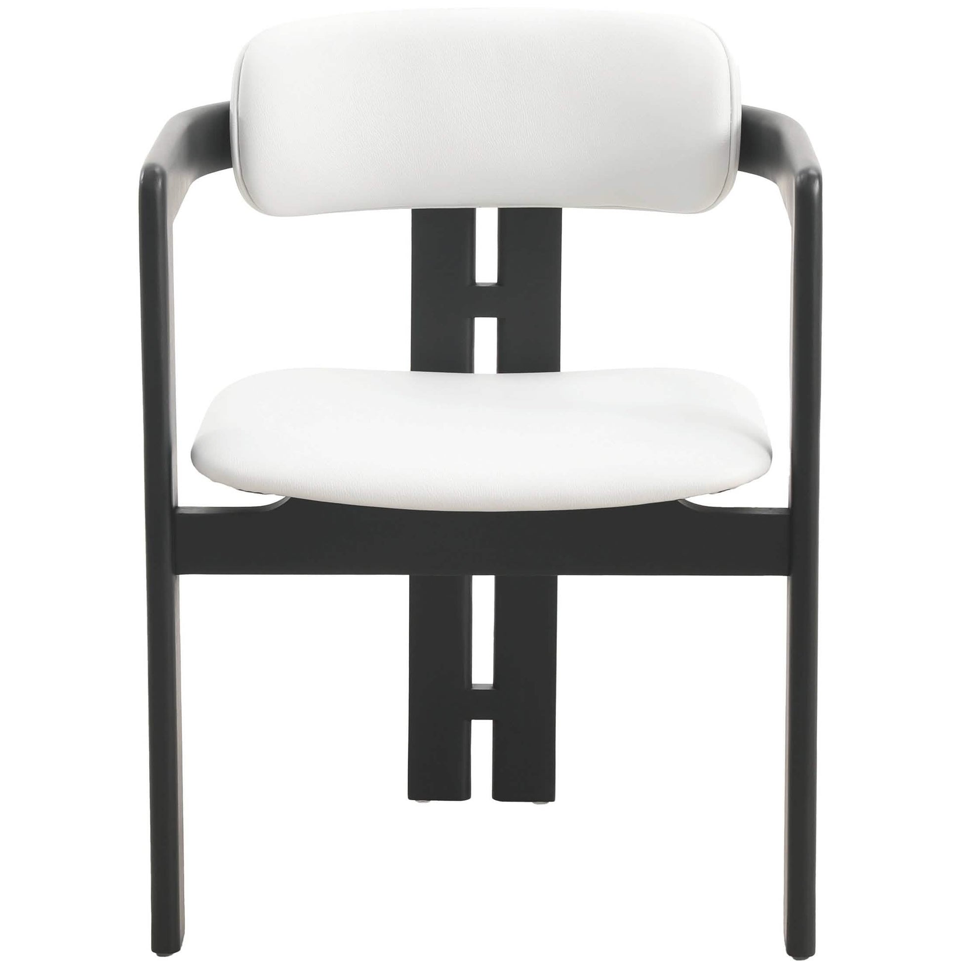 Velo Upholstered Leather Dining Chair with Open Back and Wood Legs Set of 2