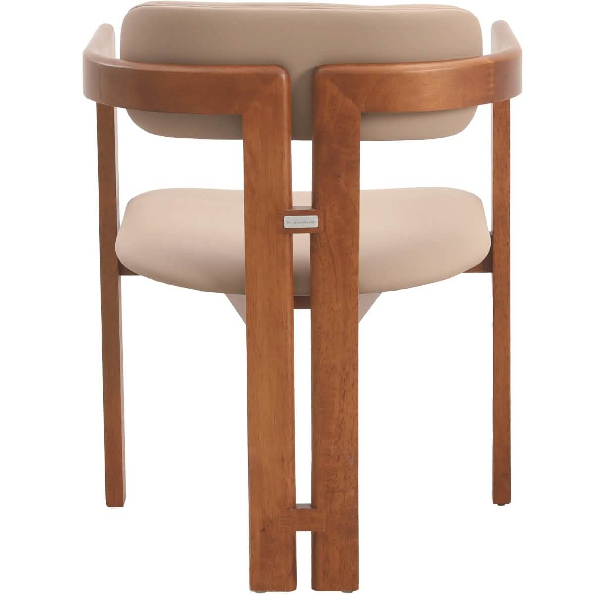 Velo Upholstered Leather Dining Chair with Open Back and Wood Legs Set of 2