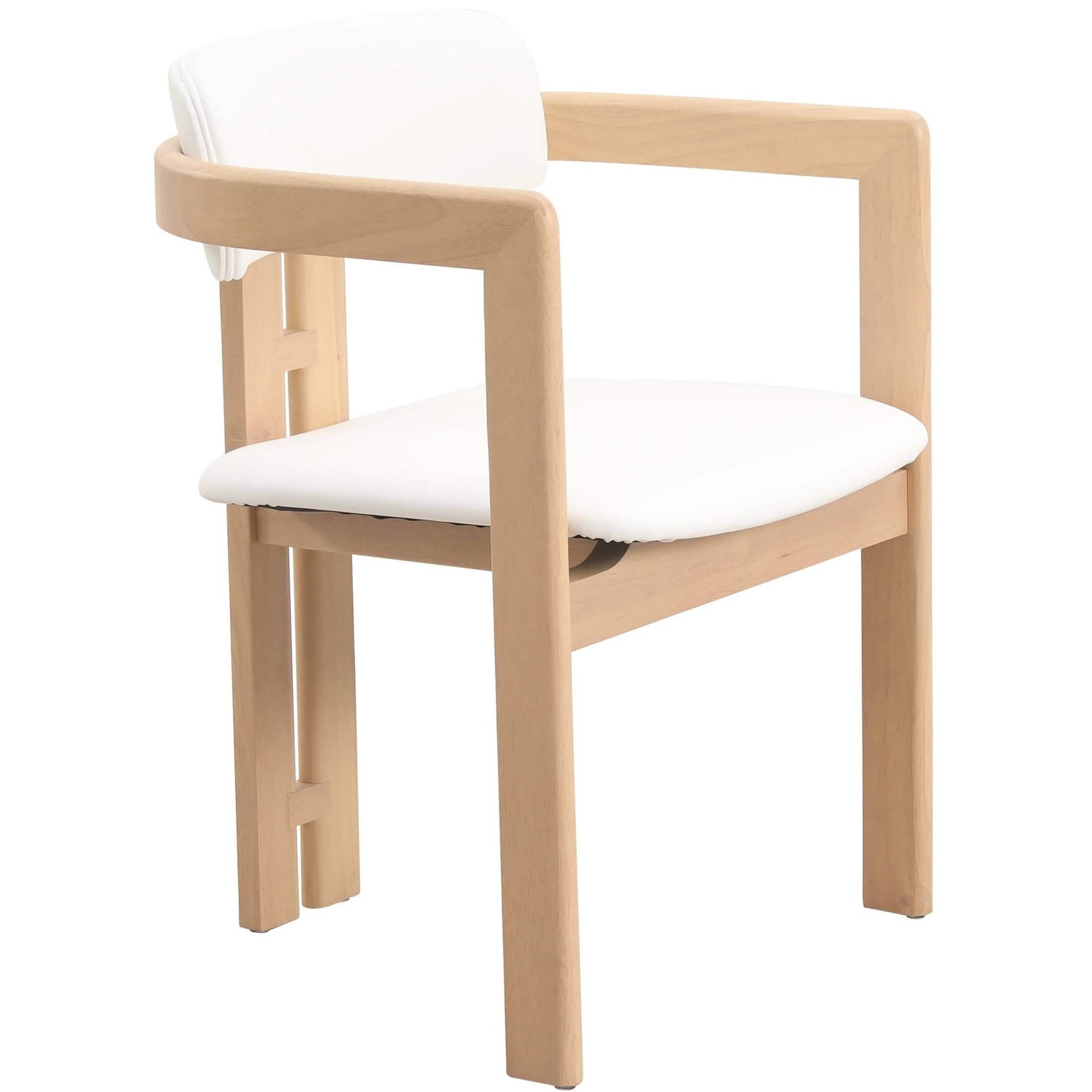 Velo Upholstered Leather Dining Chair with Open Back and Wood Legs Set of 2