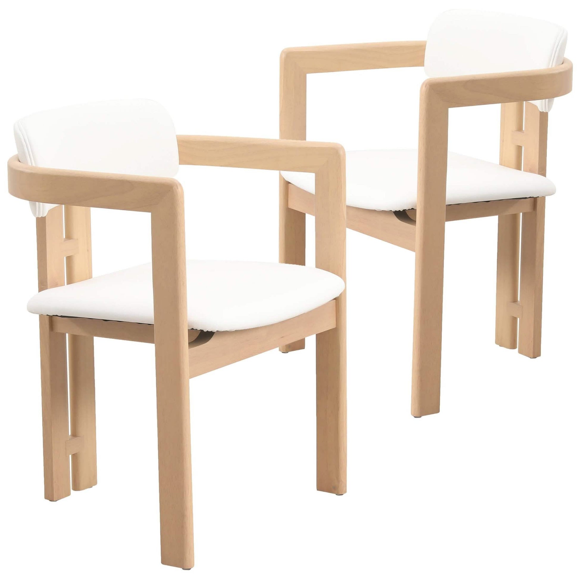 Velo Upholstered Leather Dining Chair with Open Back and Wood Legs Set of 2