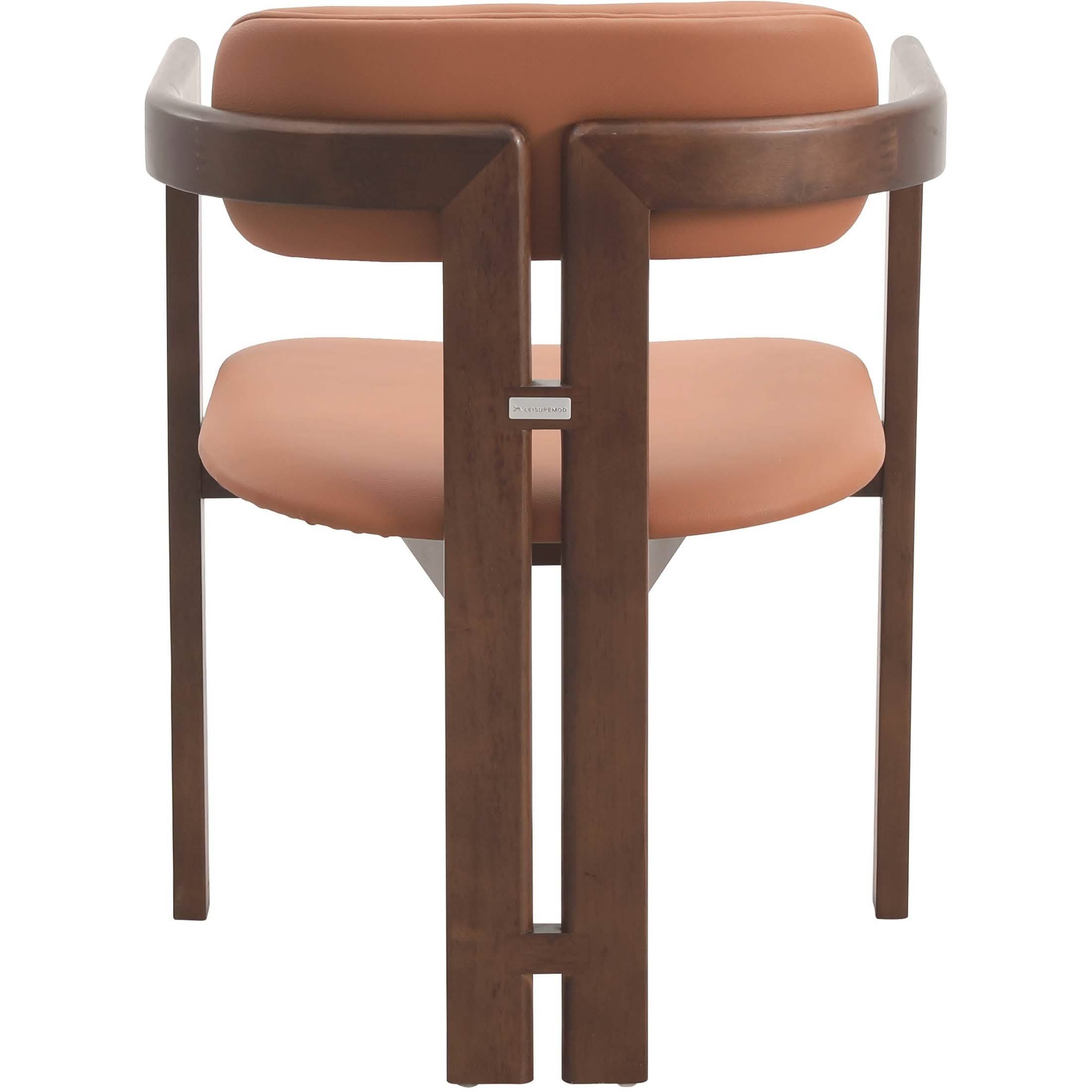 Velo Upholstered Leather Dining Chair with Open Back and Wood Legs Set of 2