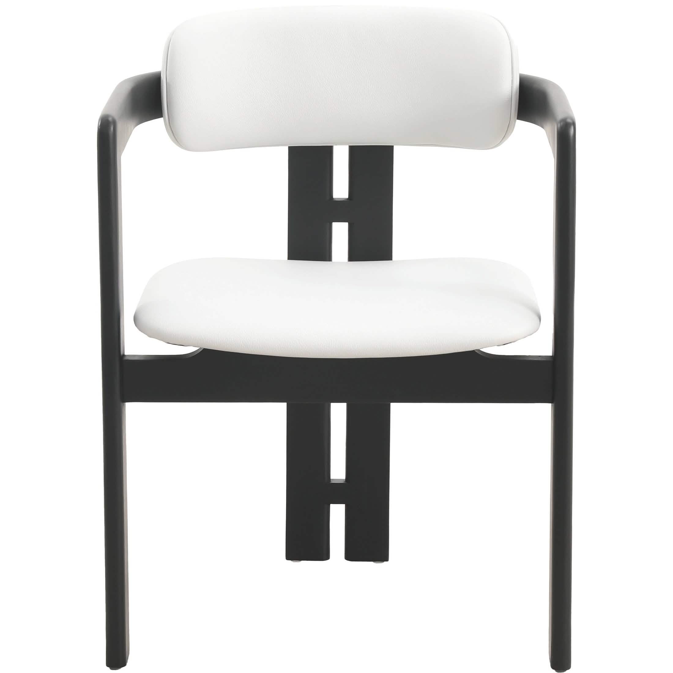 Velo Upholstered Leather Dining Chair with Open Back and Wood Legs Set of 2