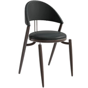 Venice Dining Chair Upholstered Leather in Iron With an Open Curved Back Design