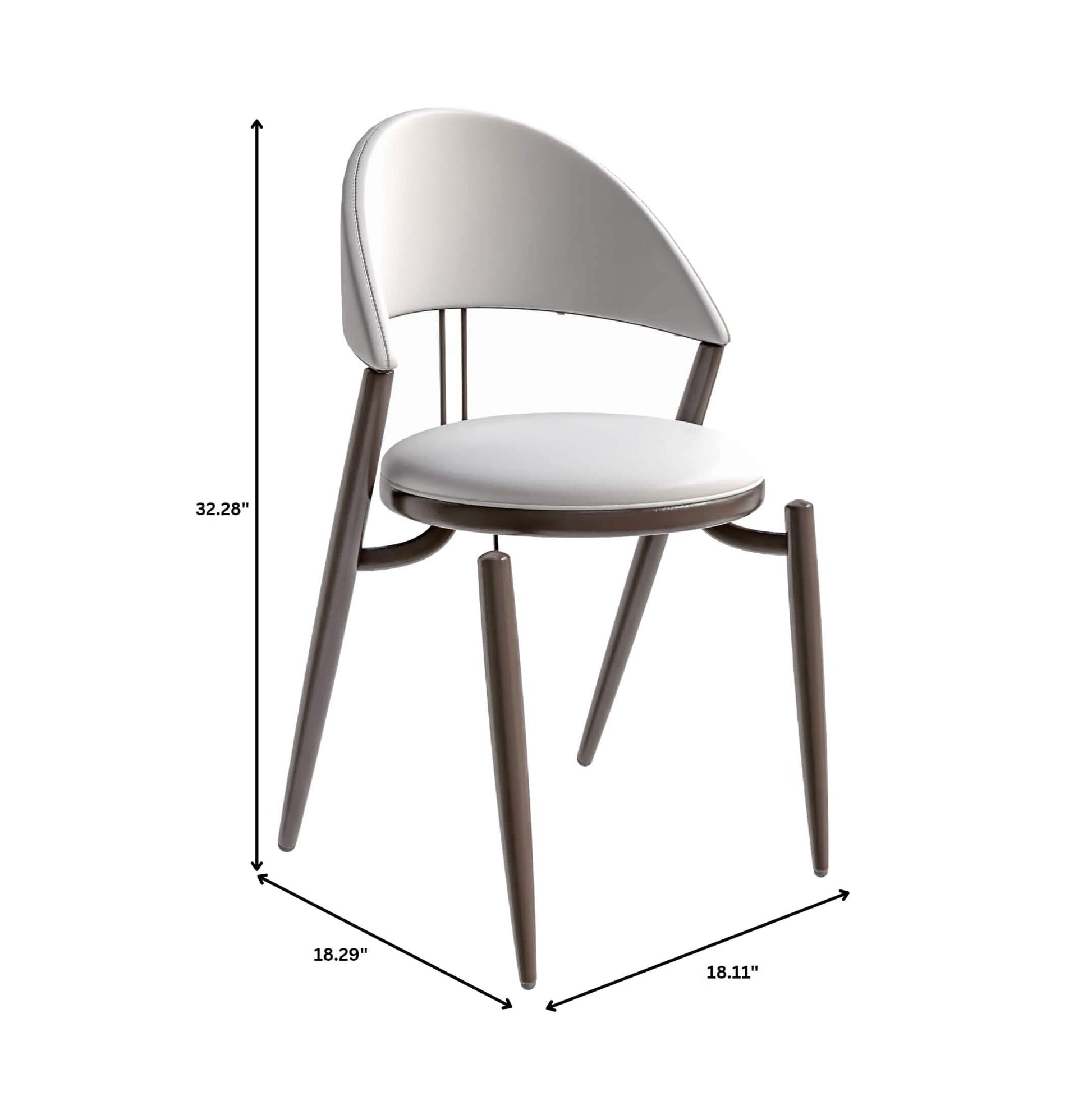 Venice Dining Chair Upholstered Leather in Iron With an Open Curved Back Design Set of 4