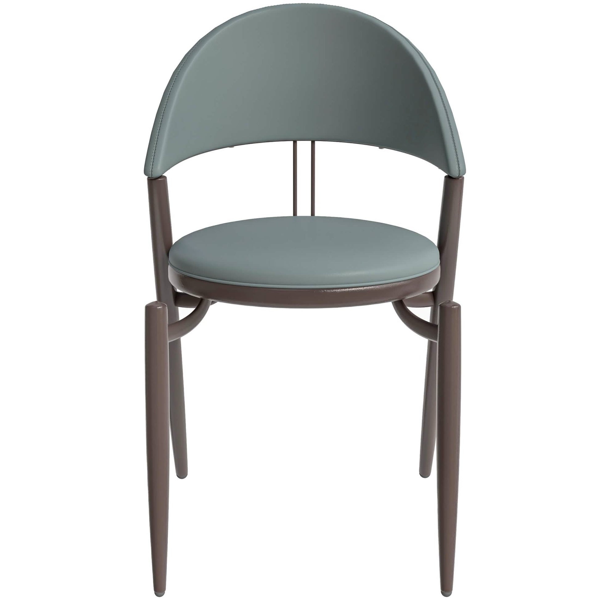 Venice Dining Chair Upholstered Leather in Iron With an Open Curved Back Design Set of 4