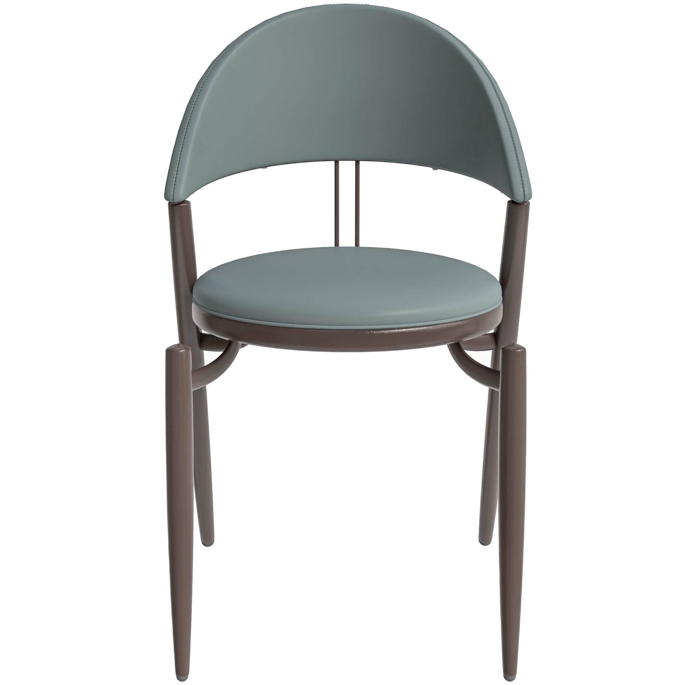 Venice Dining Chair Upholstered Leather in Iron With an Open Curved Back Design Set of 4