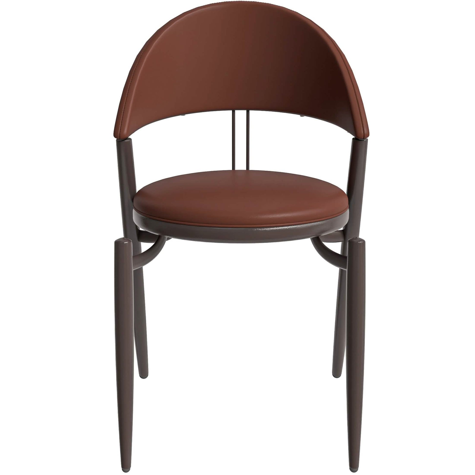 Venice Dining Chair Upholstered Leather in Iron With an Open Curved Back Design Set of 4
