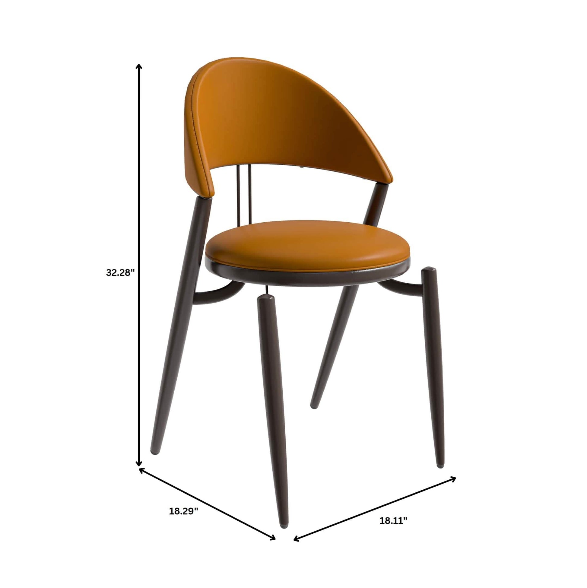 Venice Dining Chair Upholstered Leather in Iron With an Open Curved Back Design Set of 4