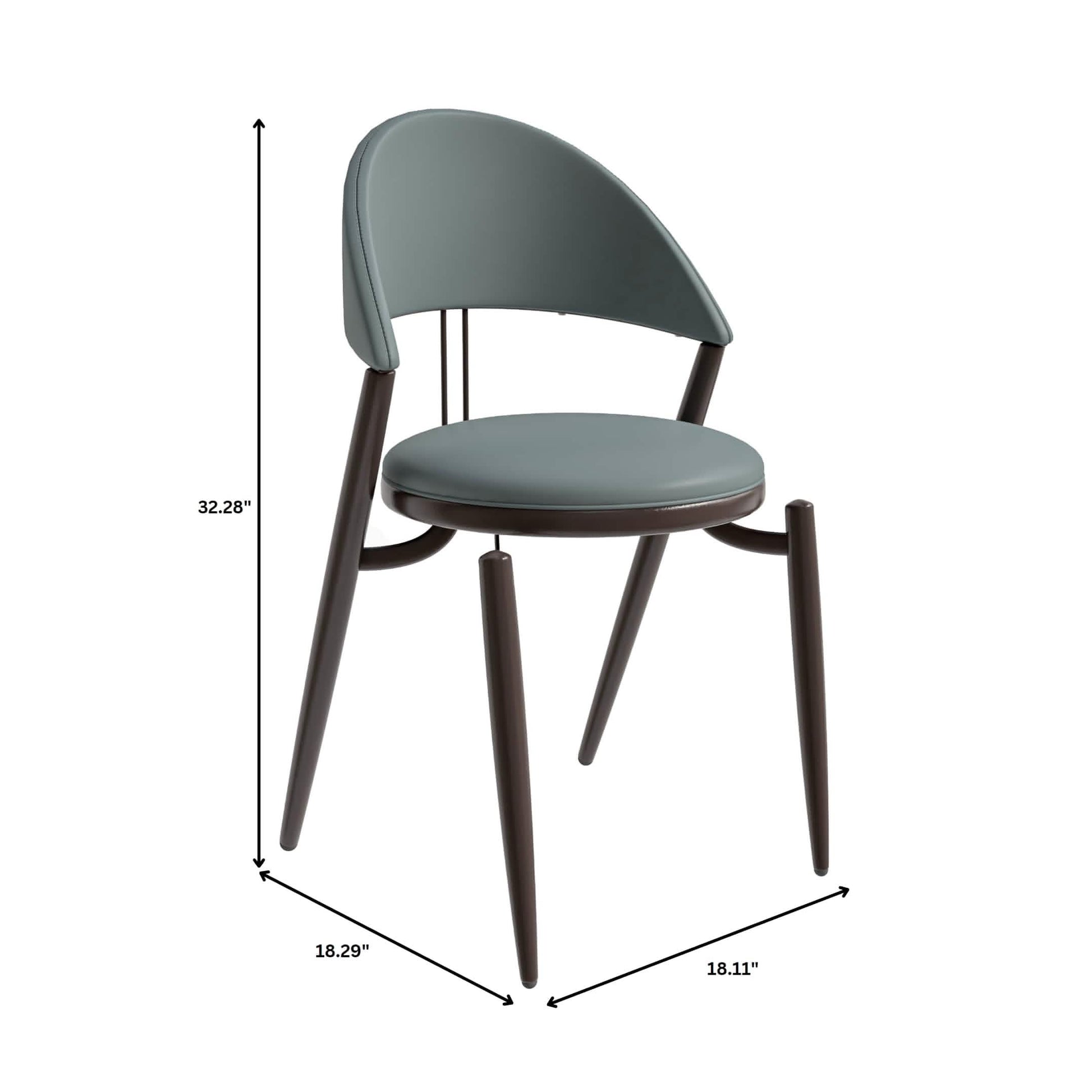 Venice Dining Chair Upholstered Leather in Iron With an Open Curved Back Design Set of 4