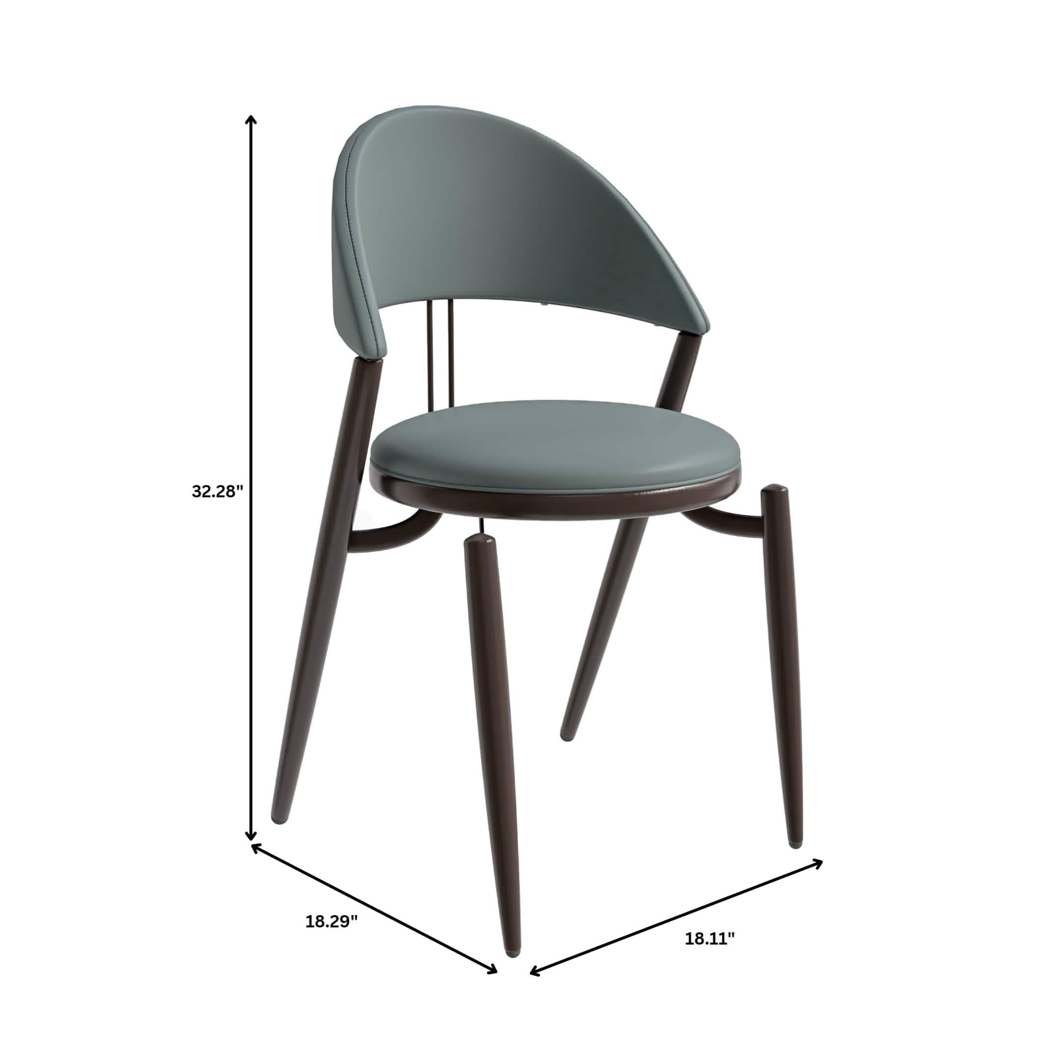 Venice Dining Chair Upholstered Leather in Iron With an Open Curved Back Design Set of 4
