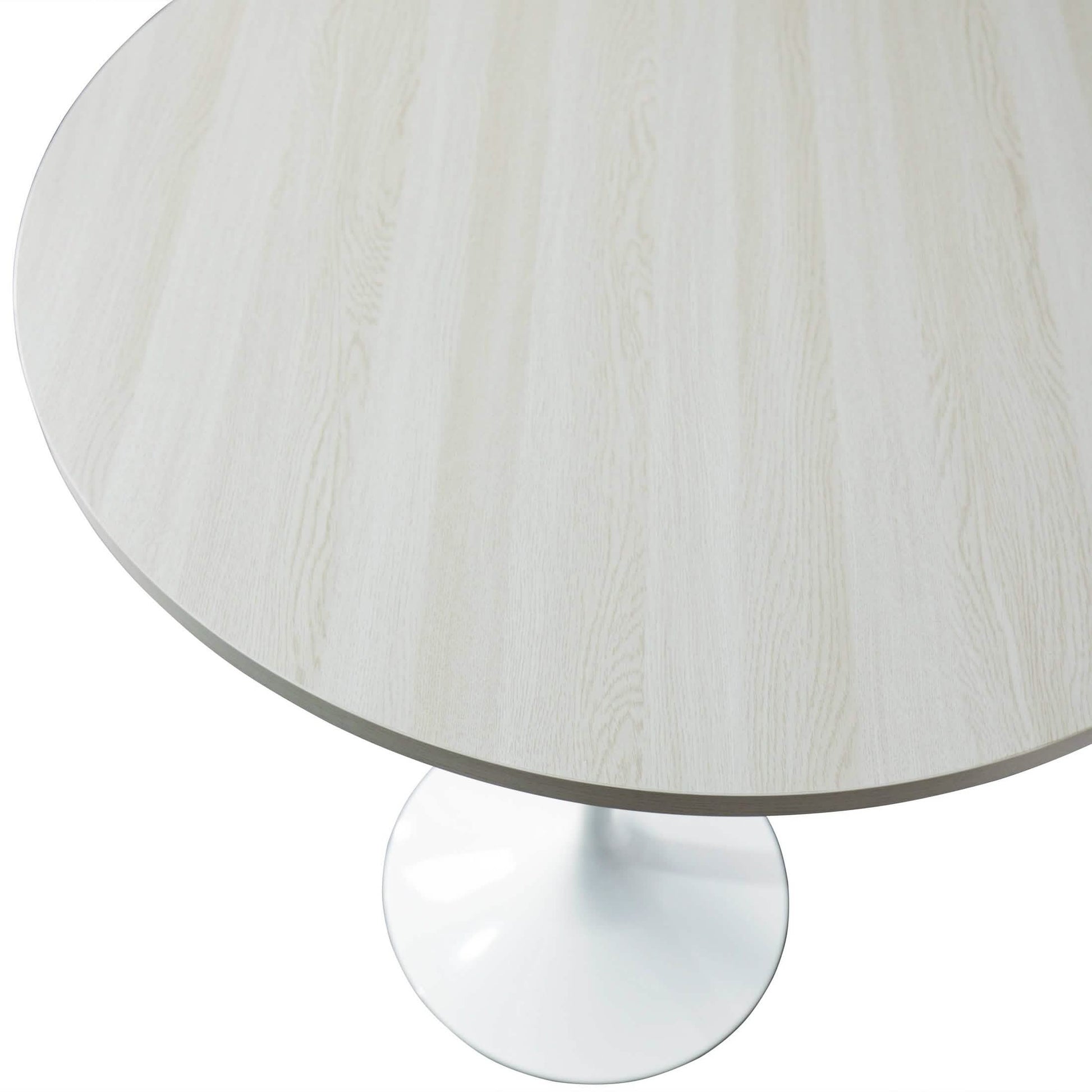 Verve Bar Height Dining Table with Round MDF/Sintered Stone/Resin Top and White Stainless Steel Pedestal Base