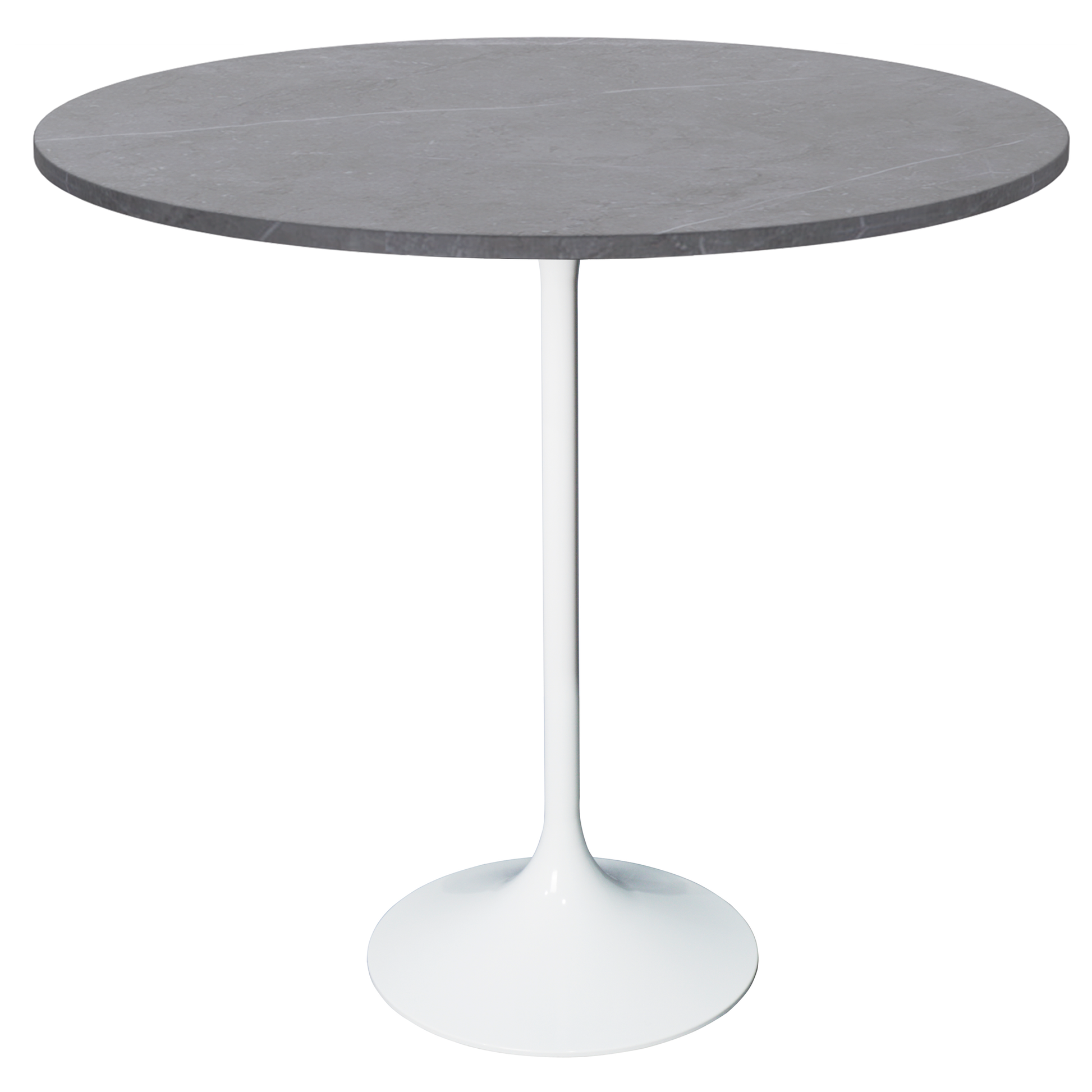 Verve Bar Height Dining Table with Round MDF/Sintered Stone/Resin Top and White Stainless Steel Pedestal Base