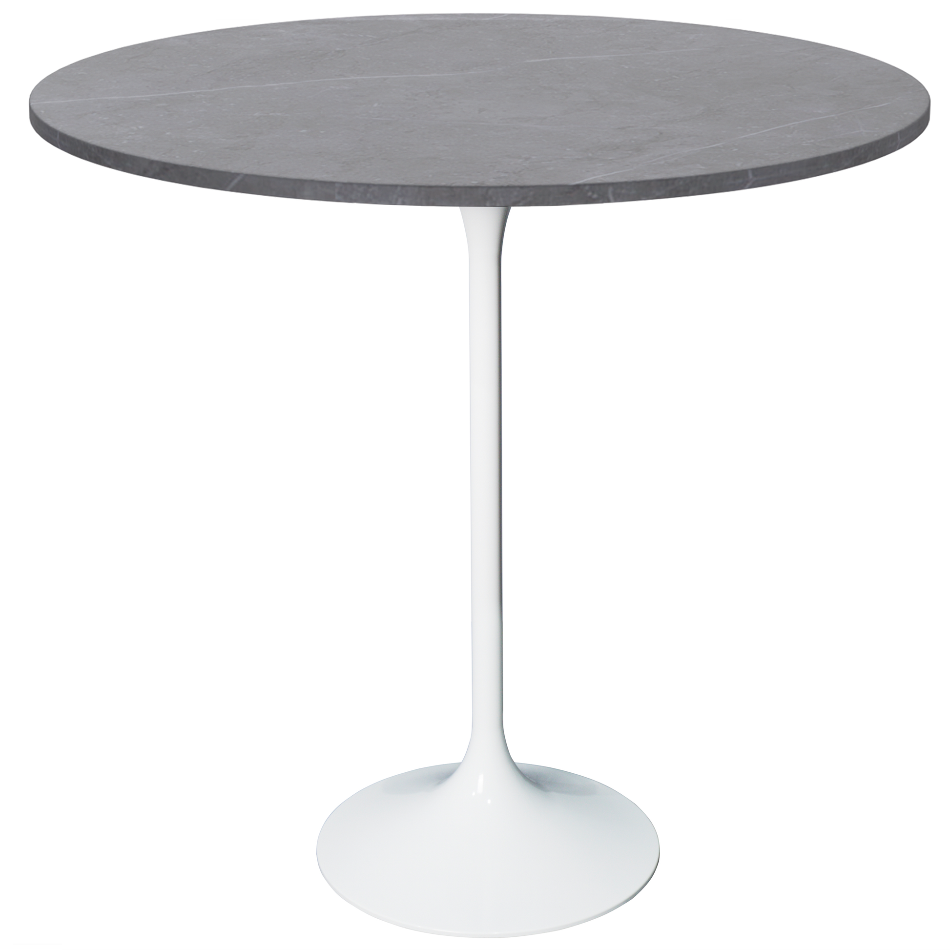Verve Bar Height Dining Table with Round MDF/Sintered Stone/Resin Top and White Stainless Steel Pedestal Base