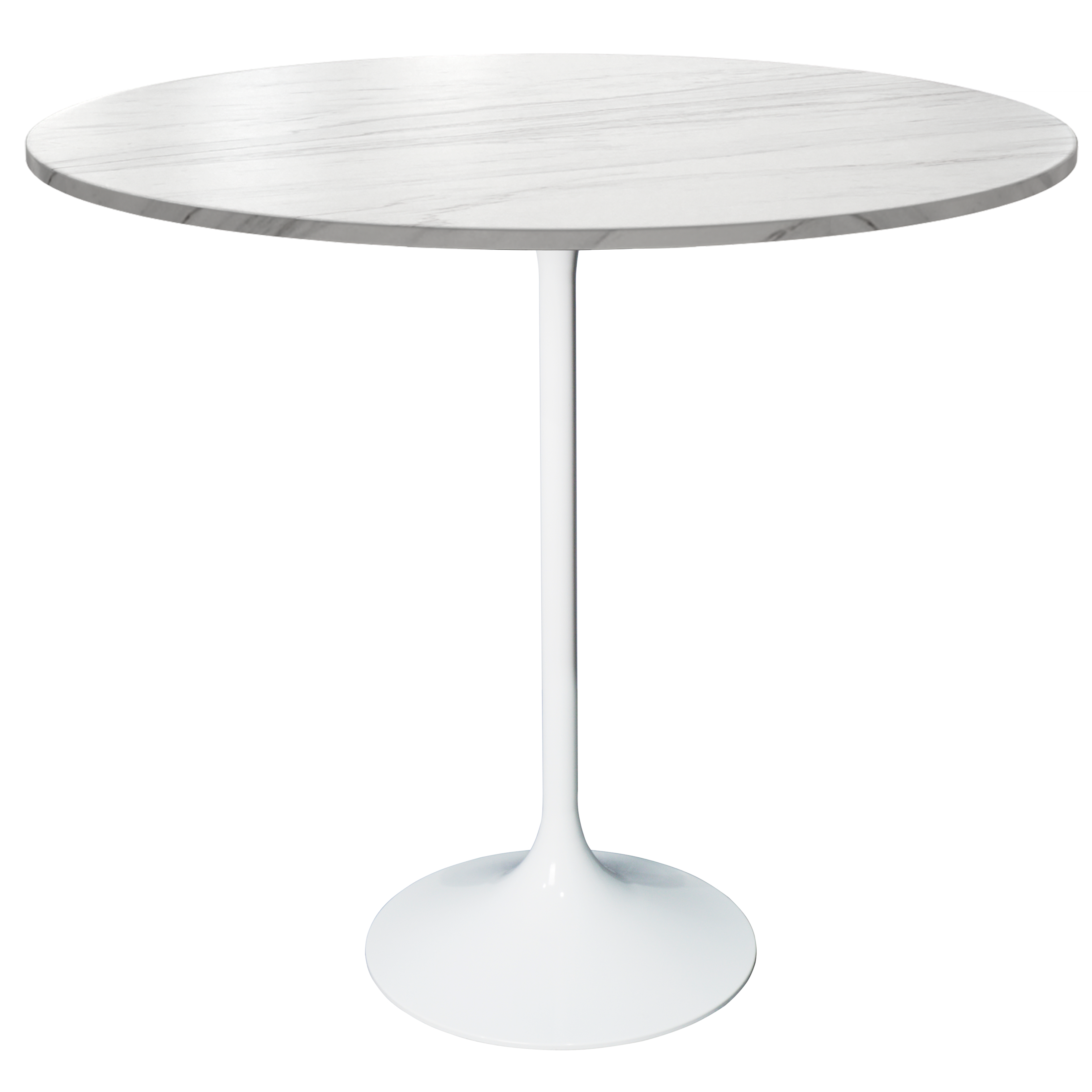 Verve Bar Height Dining Table with Round MDF/Sintered Stone/Resin Top and White Stainless Steel Pedestal Base