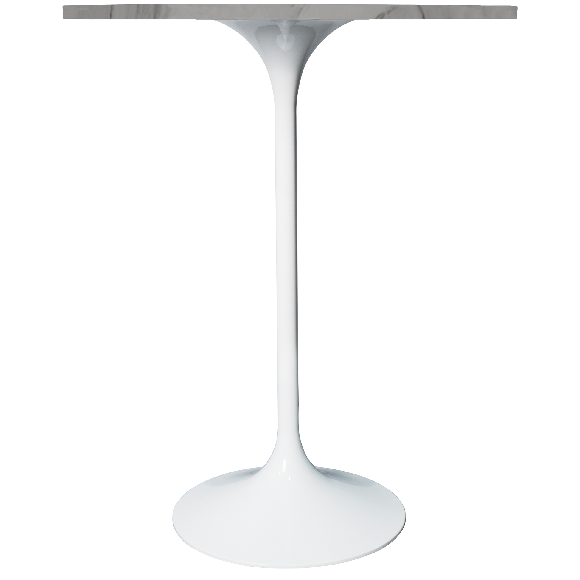 Verve Bar Height Dining Table with Round MDF/Sintered Stone/Resin Top and White Stainless Steel Pedestal Base