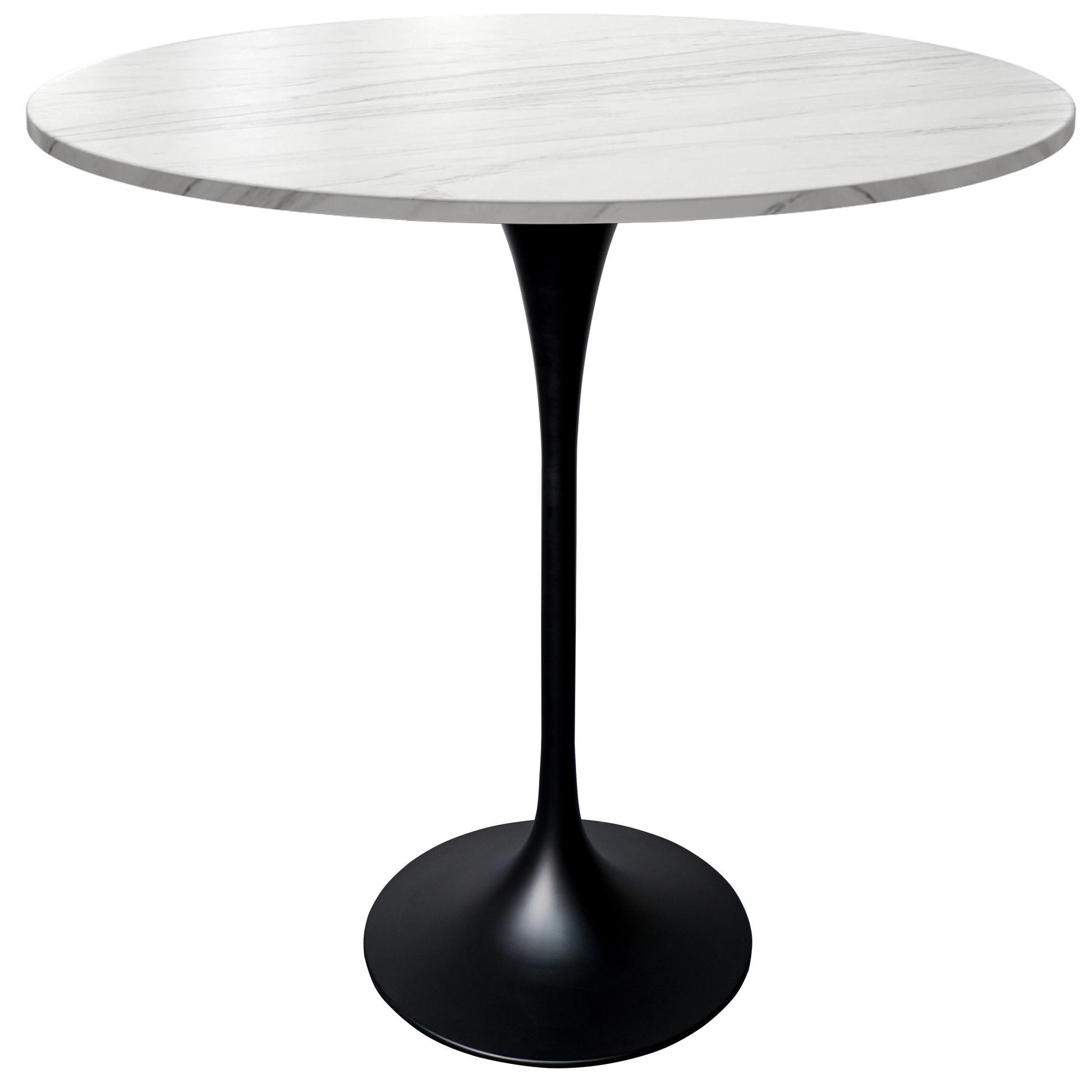 Verve Bar Height Dining Table with Round MDF/Sintered Stone/Resin Top & Black Stainless Steel Base