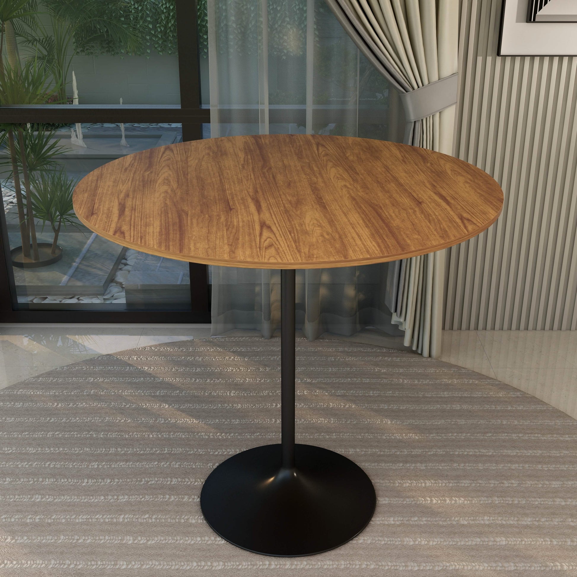 Verve Bar Height Dining Table with Round MDF/Sintered Stone/Resin Top & Black Stainless Steel Base