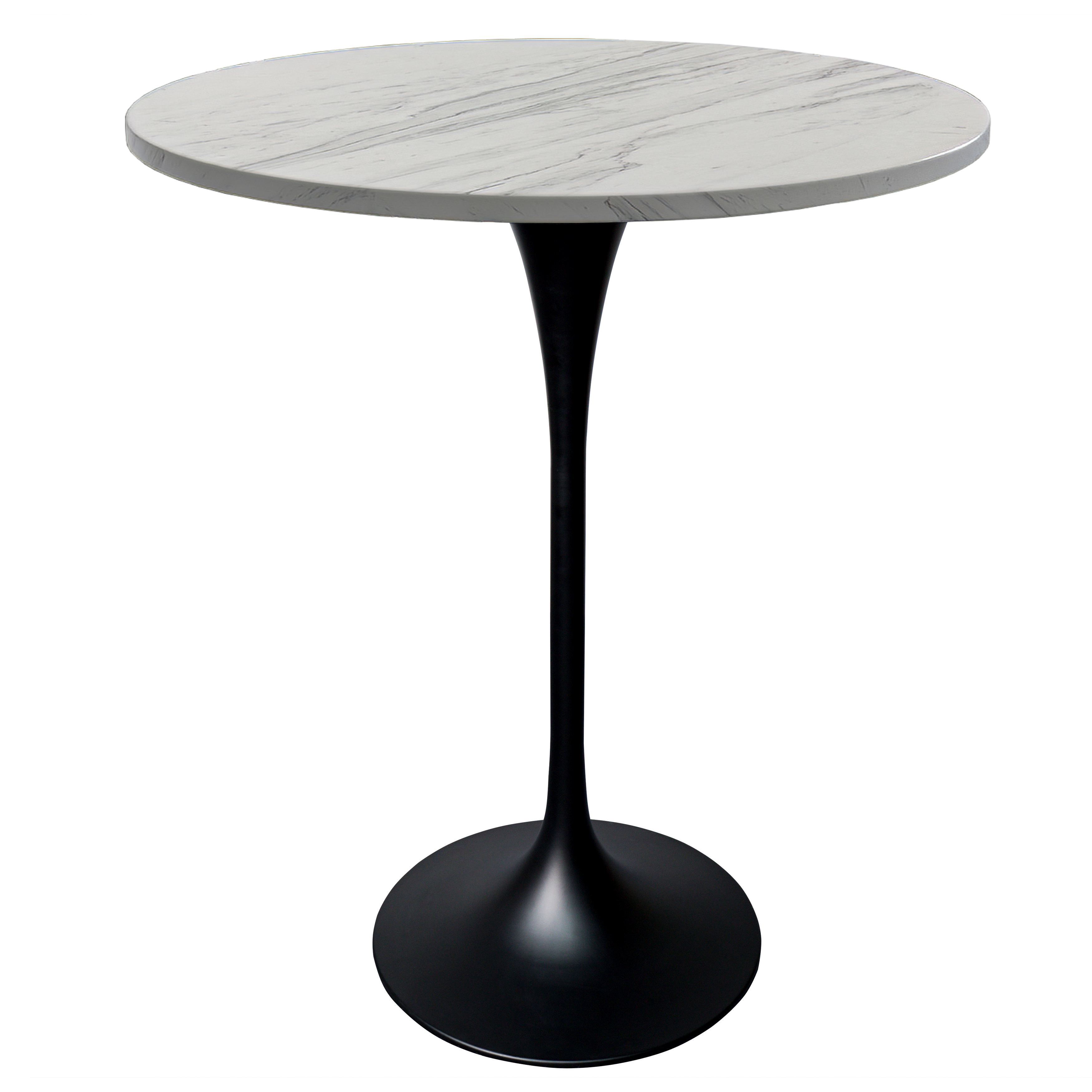 Verve Bar Height Dining Table with Round MDF/Sintered Stone/Resin Top & Black Stainless Steel Base