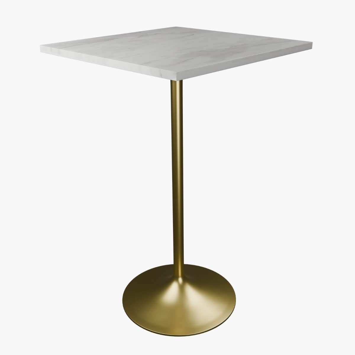 Verve Bar Height Dining Table with Square Resin Top and Black/Gold/White Stainless Steel Base