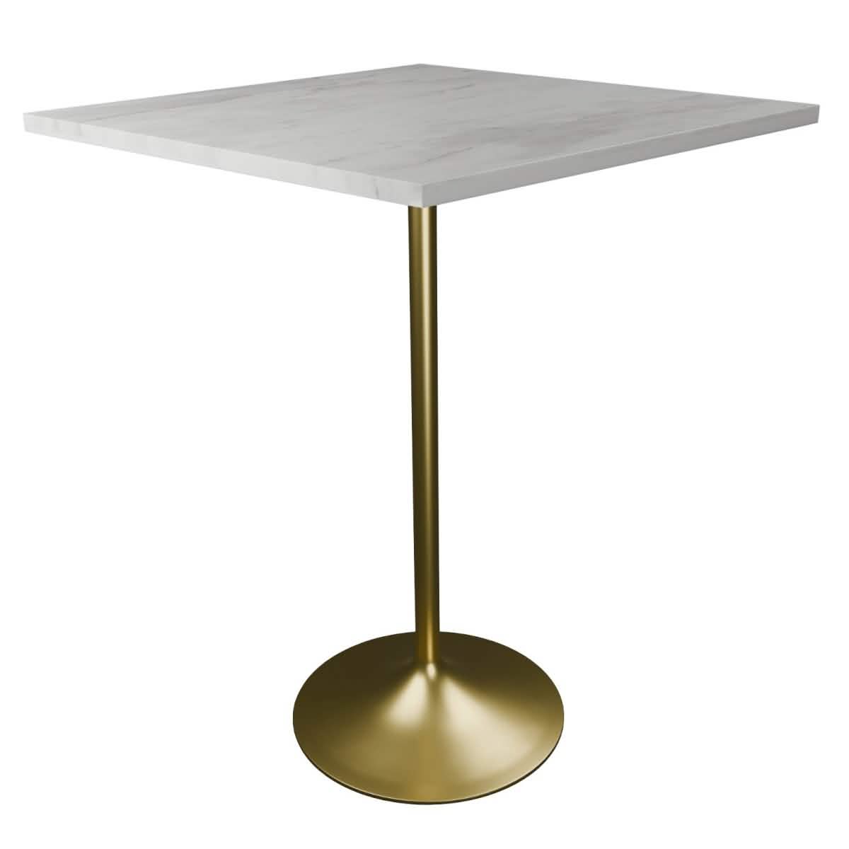 Verve Bar Height Dining Table with Square Resin Top and Black/Gold/White Stainless Steel Base