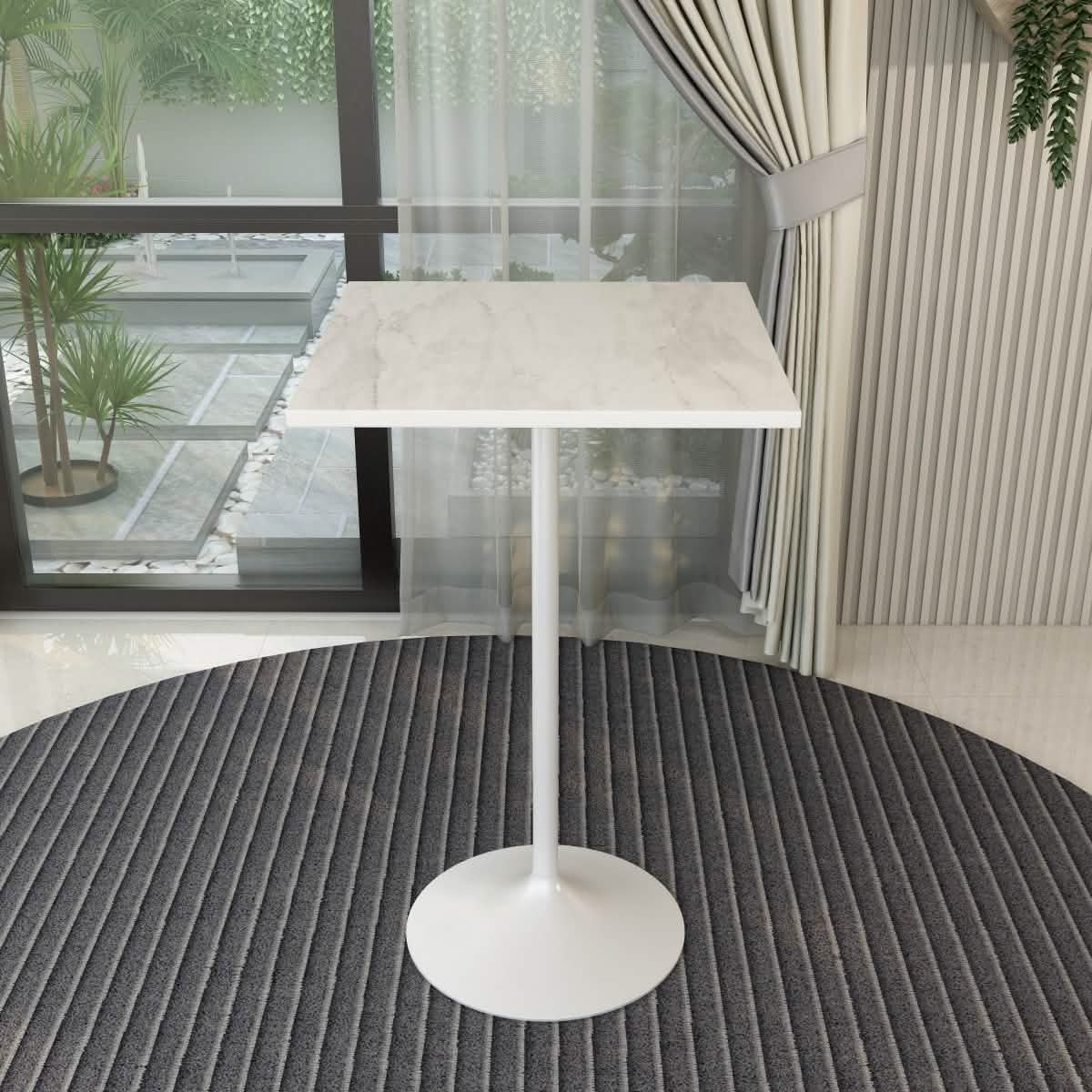 Verve Bar Height Dining Table with Square Resin Top and Black/Gold/White Stainless Steel Base