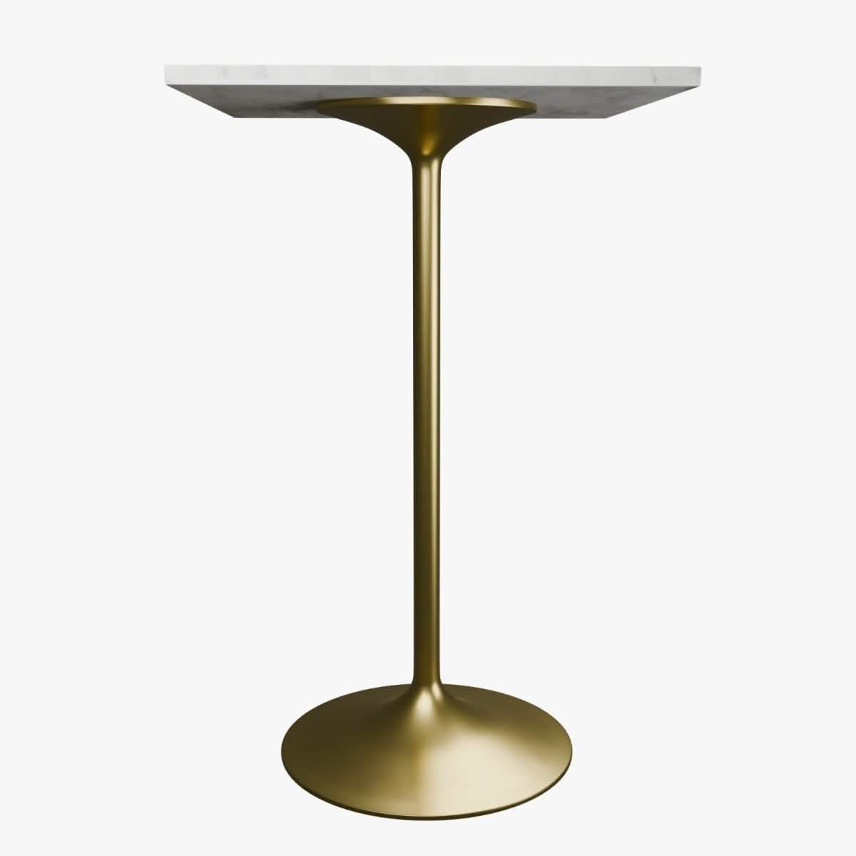 Verve Bar Height Dining Table with Square Resin Top and Black/Gold/White Stainless Steel Base