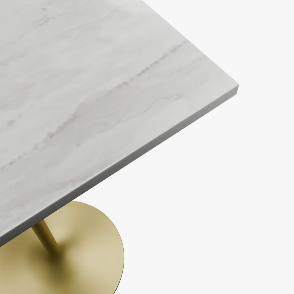 Verve Bar Height Dining Table with Square Resin Top and Black/Gold/White Stainless Steel Base