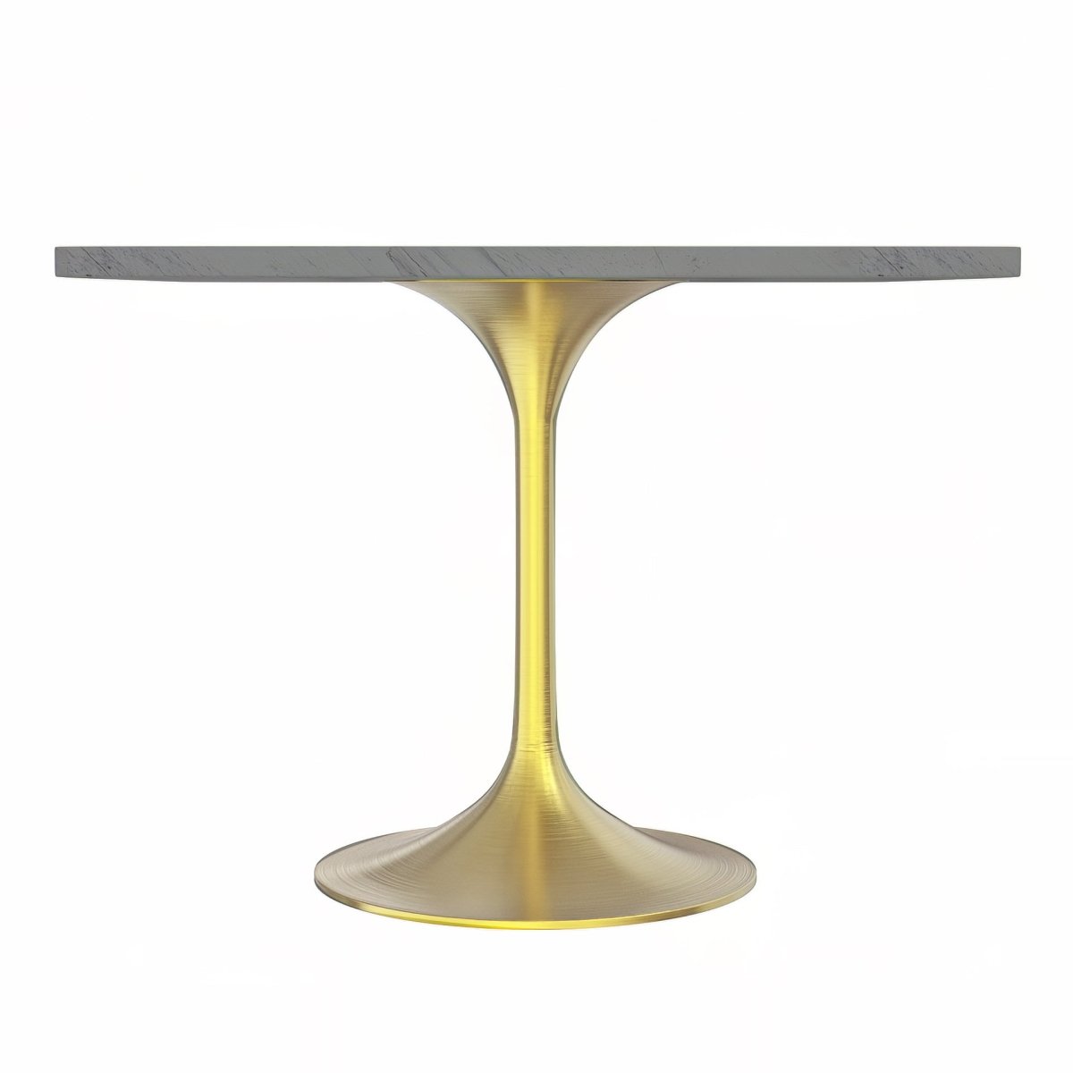 Verve Collection 24"Square Dining Table, Black/White/Brushed Gold Base with MDF Top 36 Inch Brushed Gold Marbled White Resin Dining Table Leisuremod