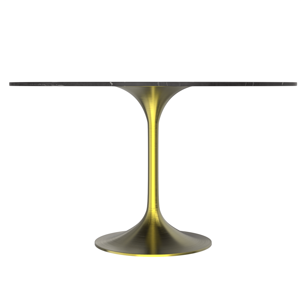 Verve Round Dining Table with MDF/Sintered Stone/Resin Tabletop in Gold Stainless Steel Pedestal Base