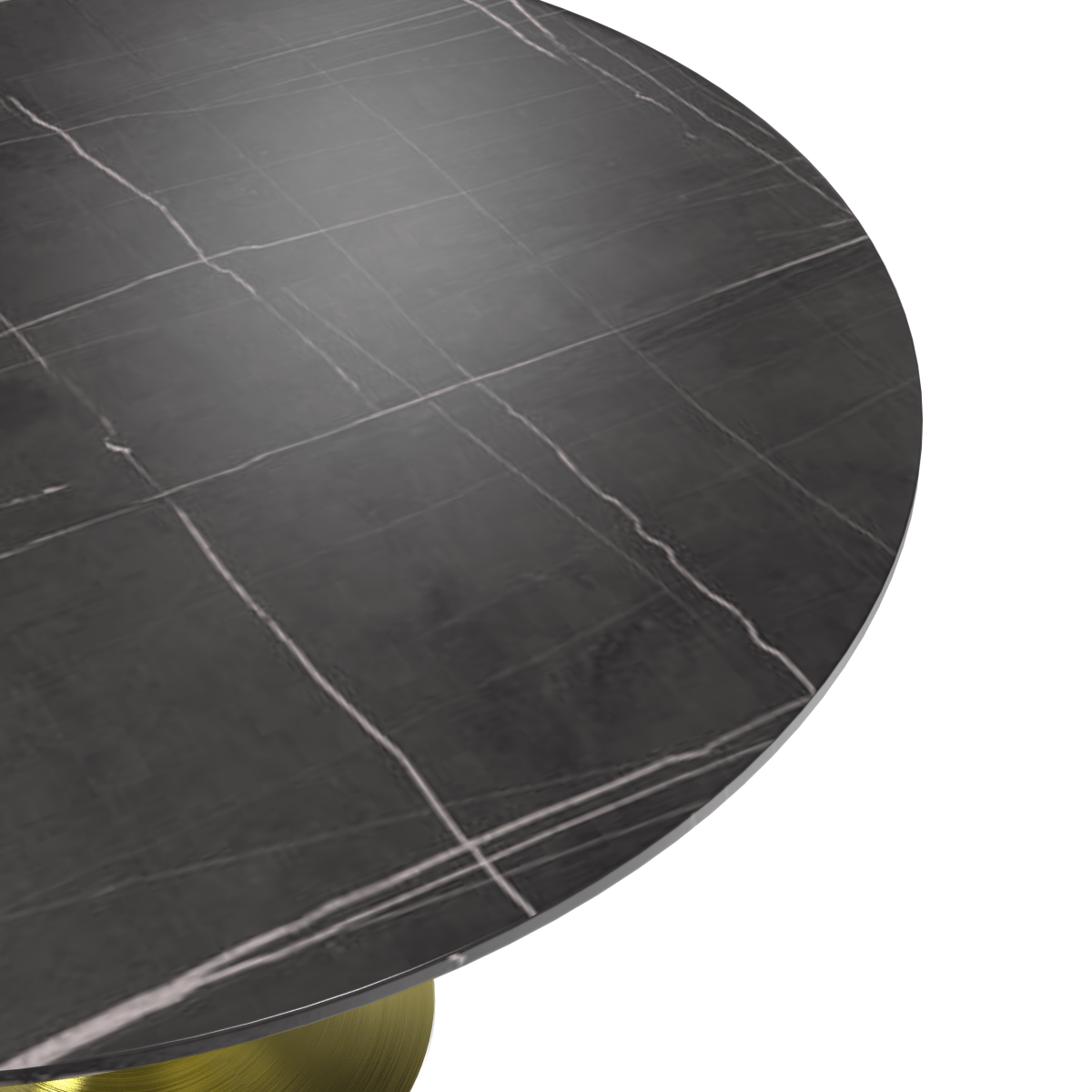 Verve Round Dining Table with MDF/Sintered Stone/Resin Tabletop in Gold Stainless Steel Pedestal Base