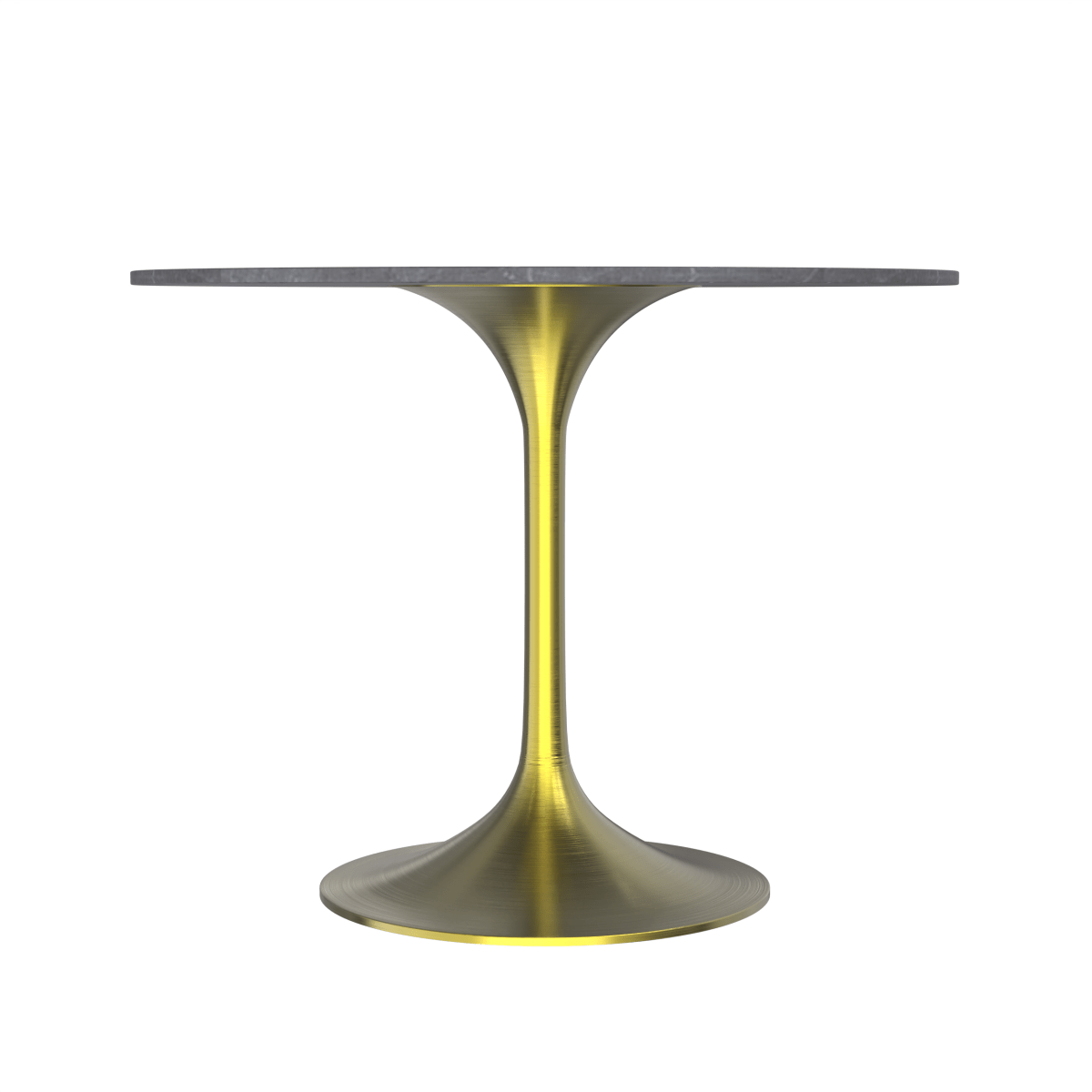 Verve Round Dining Table with MDF/Sintered Stone/Resin Tabletop in Gold Stainless Steel Pedestal Base