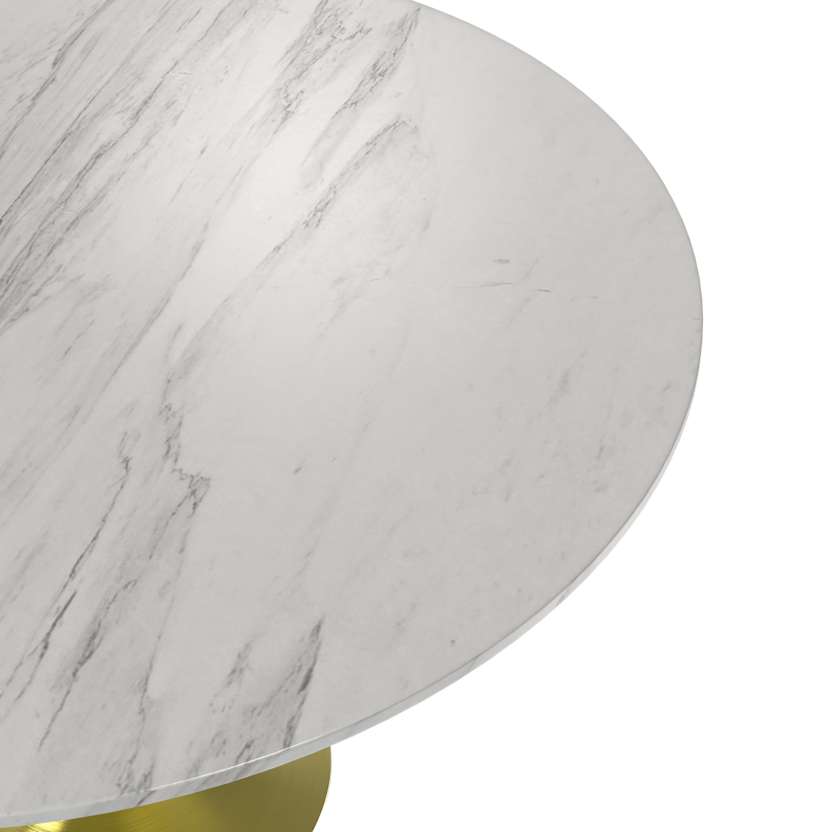 Verve Round Dining Table with MDF/Sintered Stone/Resin Tabletop in Gold Stainless Steel Pedestal Base