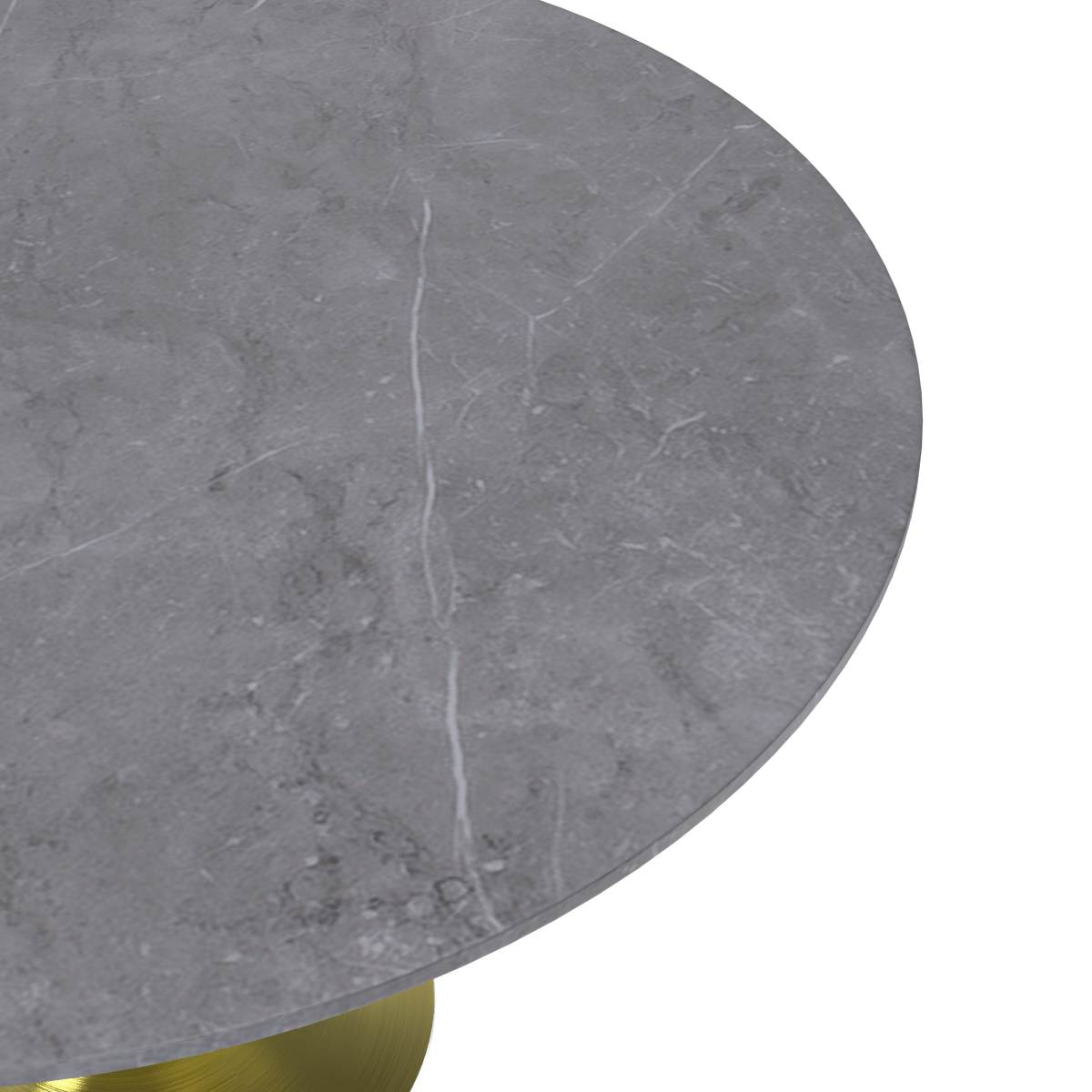 Verve Round Dining Table with MDF/Sintered Stone/Resin Tabletop in Gold Stainless Steel Pedestal Base