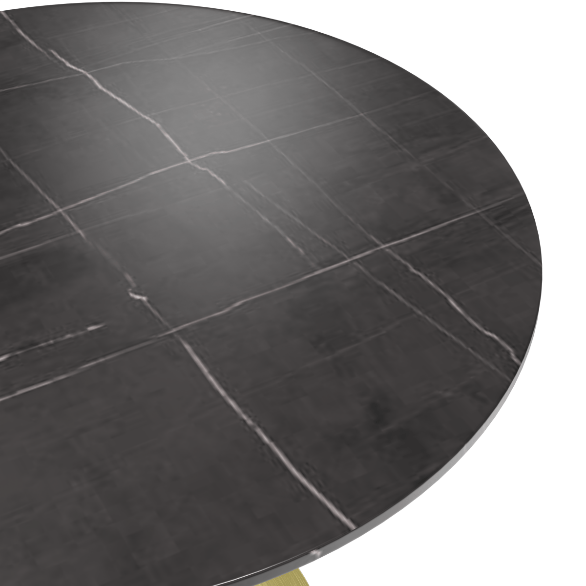 Verve Round Dining Table with MDF/Sintered Stone/Resin Tabletop in Gold Stainless Steel Pedestal Base