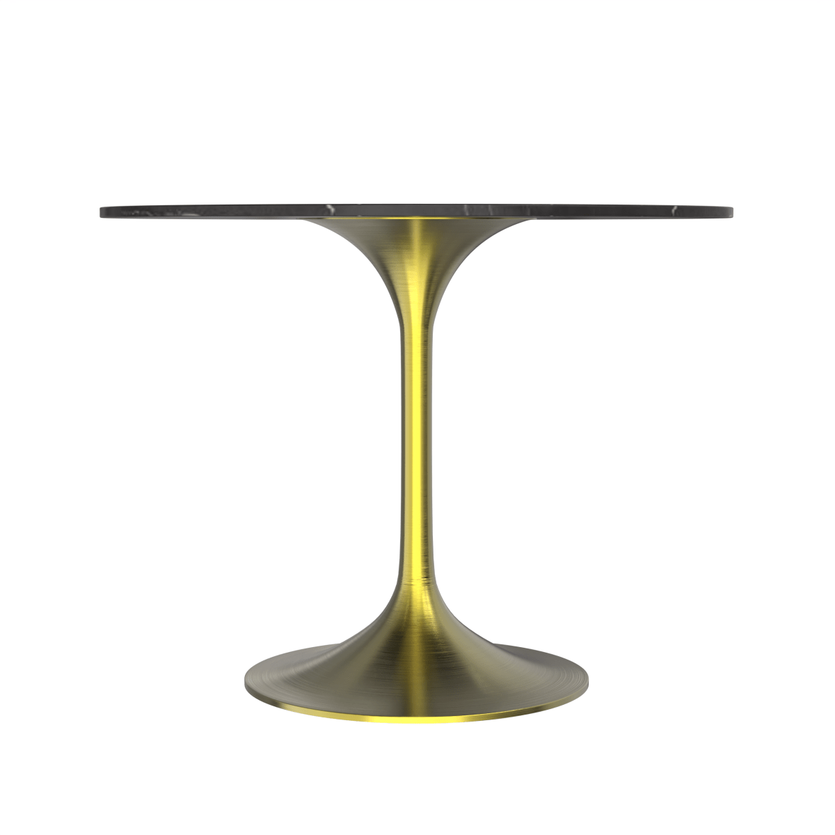 Verve Round Dining Table with MDF/Sintered Stone/Resin Tabletop in Gold Stainless Steel Pedestal Base