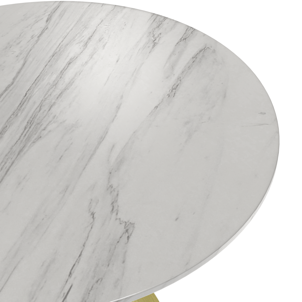 Verve Round Dining Table with MDF/Sintered Stone/Resin Tabletop in Gold Stainless Steel Pedestal Base