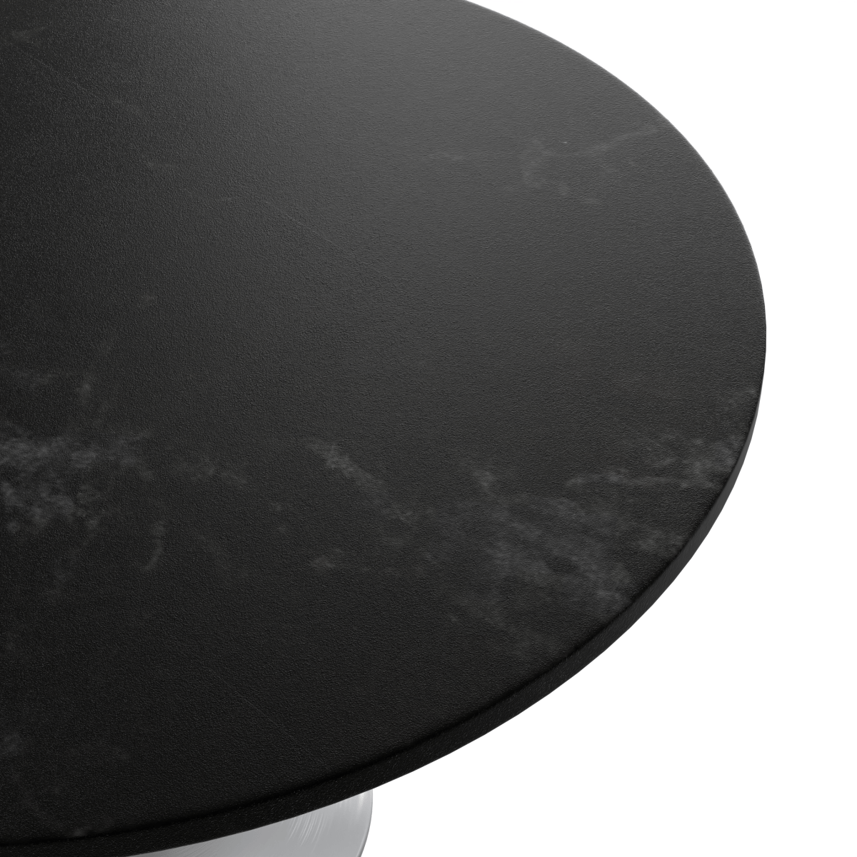 Verve Round Dining Table with MDF/Sintered Stone/Resin Tabletop in White Stainless Steel Pedestal Base