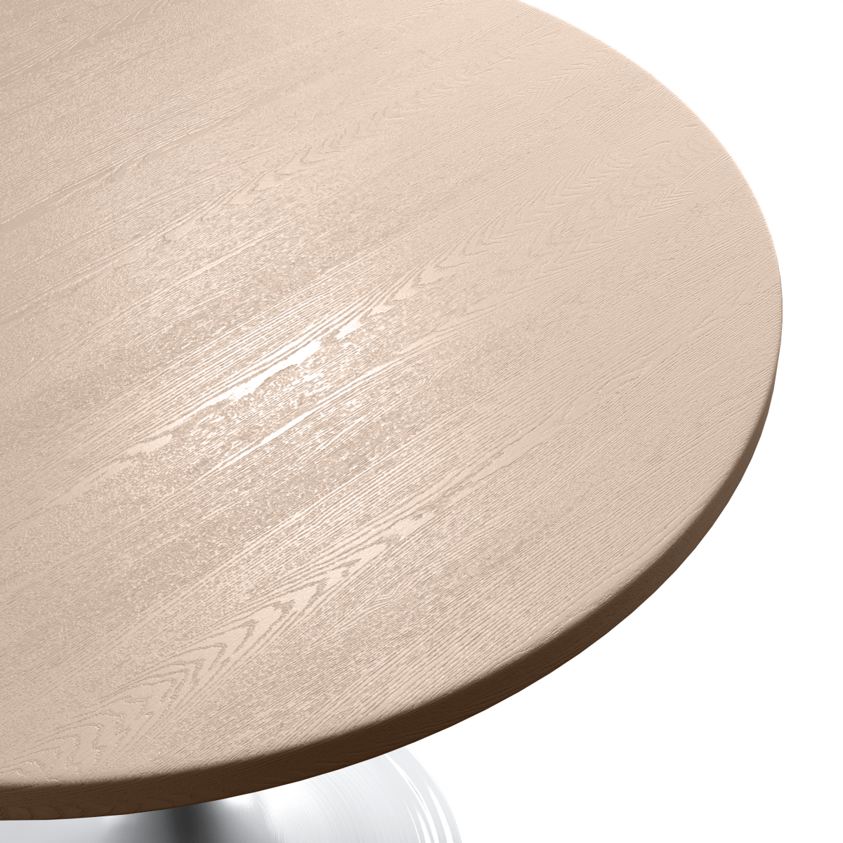 Verve Round Dining Table with MDF/Sintered Stone/Resin Tabletop in White Stainless Steel Pedestal Base